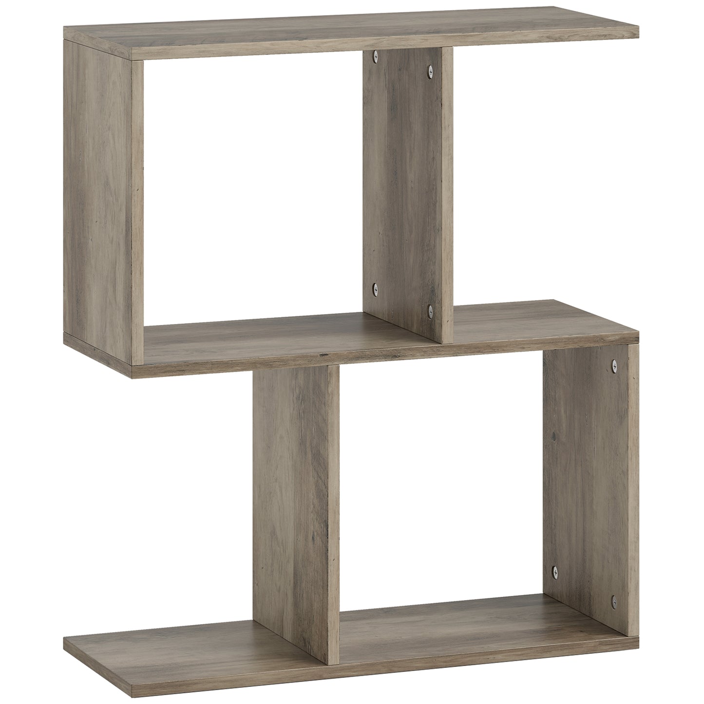 Filo Wooden Grey Narrow S Shaped Side Table With 3 Tier Storage