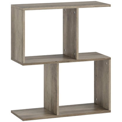 Filo Wooden Grey Narrow S Shaped Side Table With 3 Tier Storage