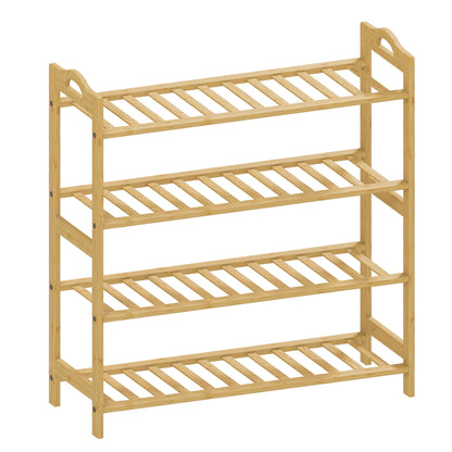 Dicove Bamboo Natural 4 Tier Freestanding Shoe Rack Slatted Shelves
