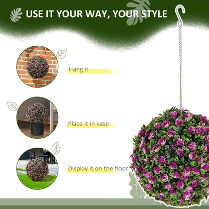 Liso Set Of 2 Artificial UV Resistant Rose Style Topiary Balls H8 28cm