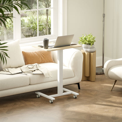 Coviro Small 65cm White And Wood Effect Desk Adjustable Height