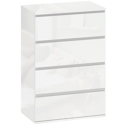 Diri High Gloss White 4 Drawer Chest Of Drawers With Modern Storage Design