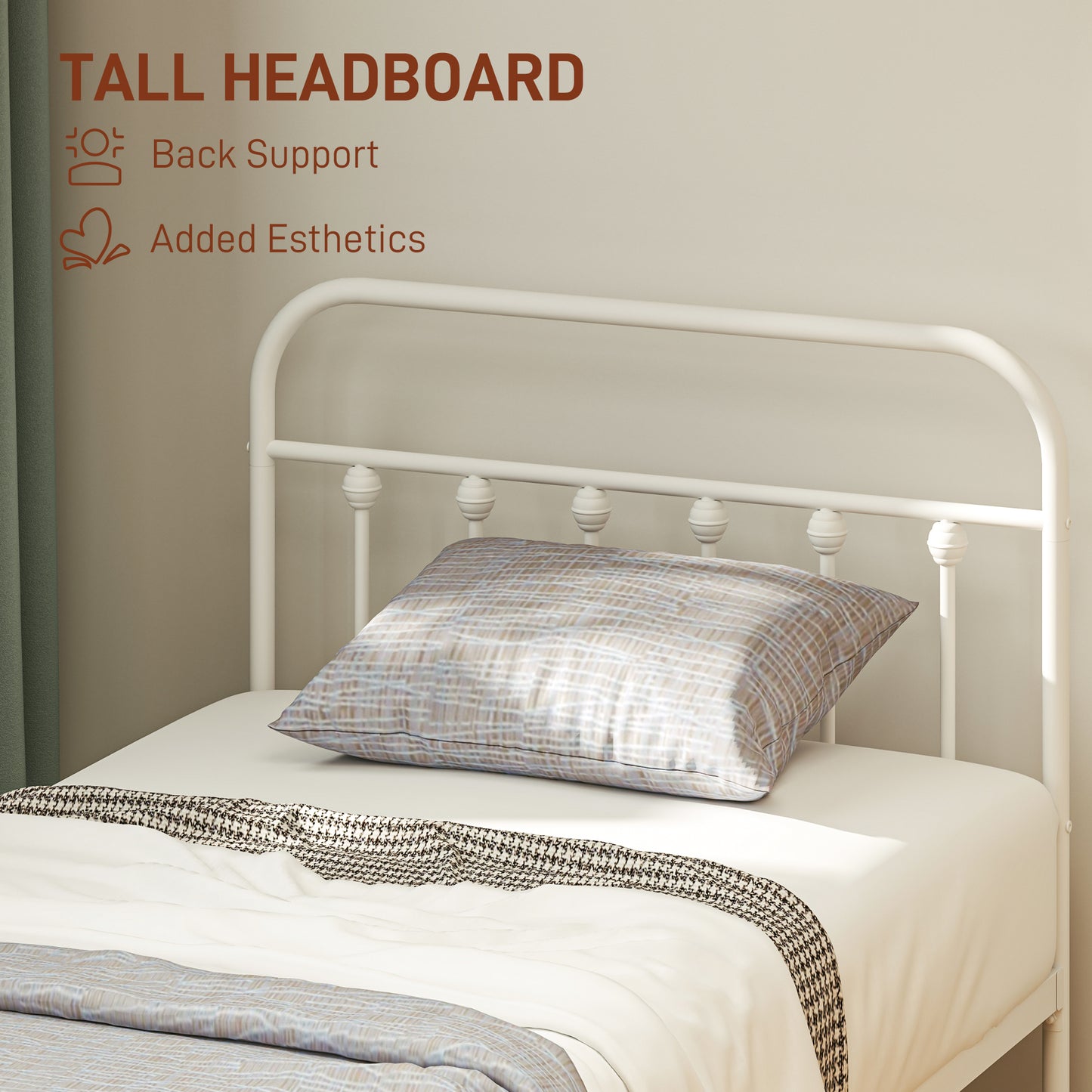 Keli 3FT White Metal Minimalist Single Metal Bed Frame