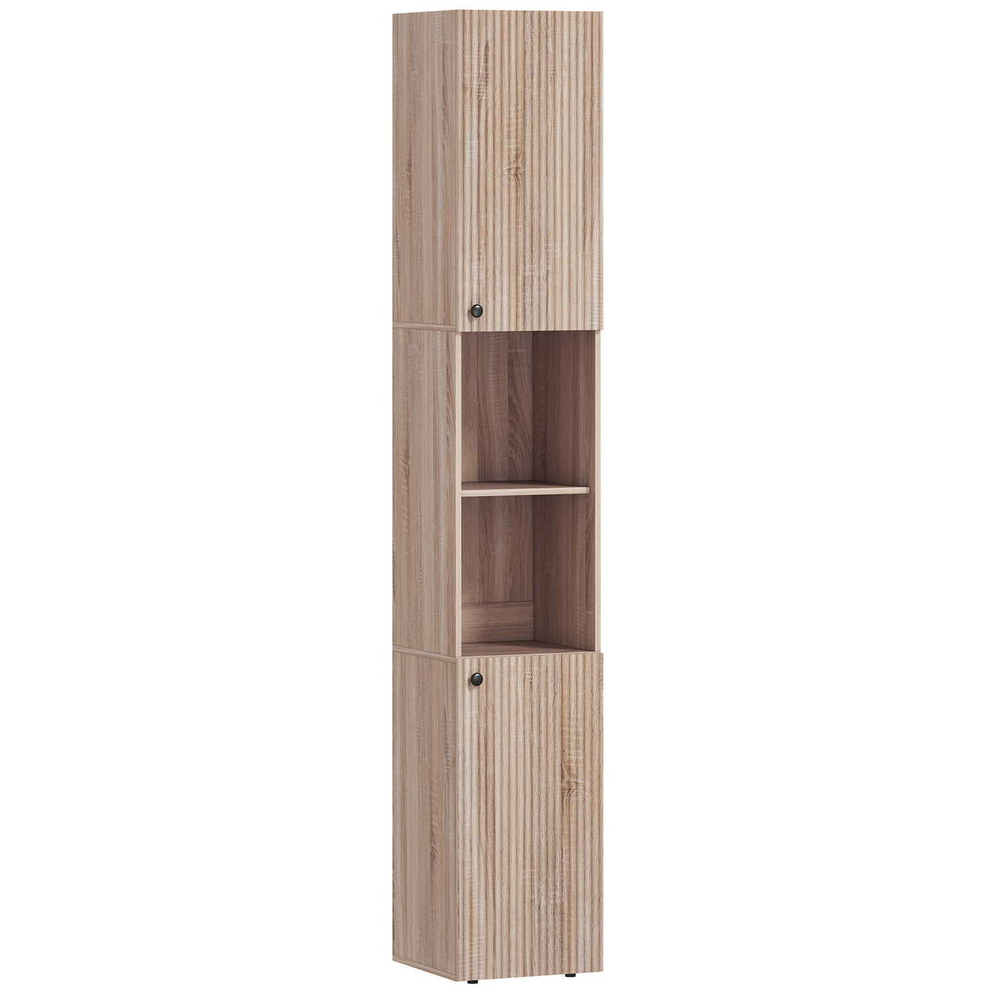Zivi Tall 6 Tier Bathroom Storage Cabinet Natural Finish