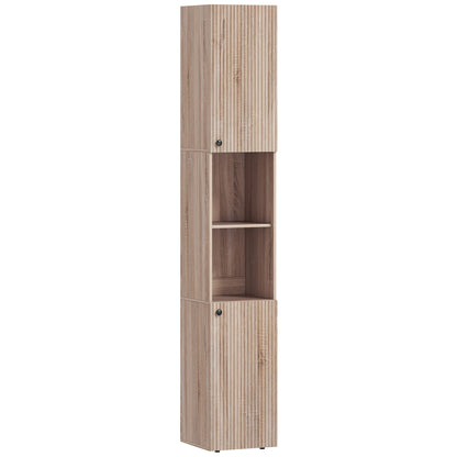 Zivi Tall 6 Tier Bathroom Storage Cabinet Natural Finish