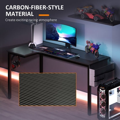 Monotta 145cm Metal Black L Shaped Gaming Desk With Cable Management Fabric Storage and Hooks