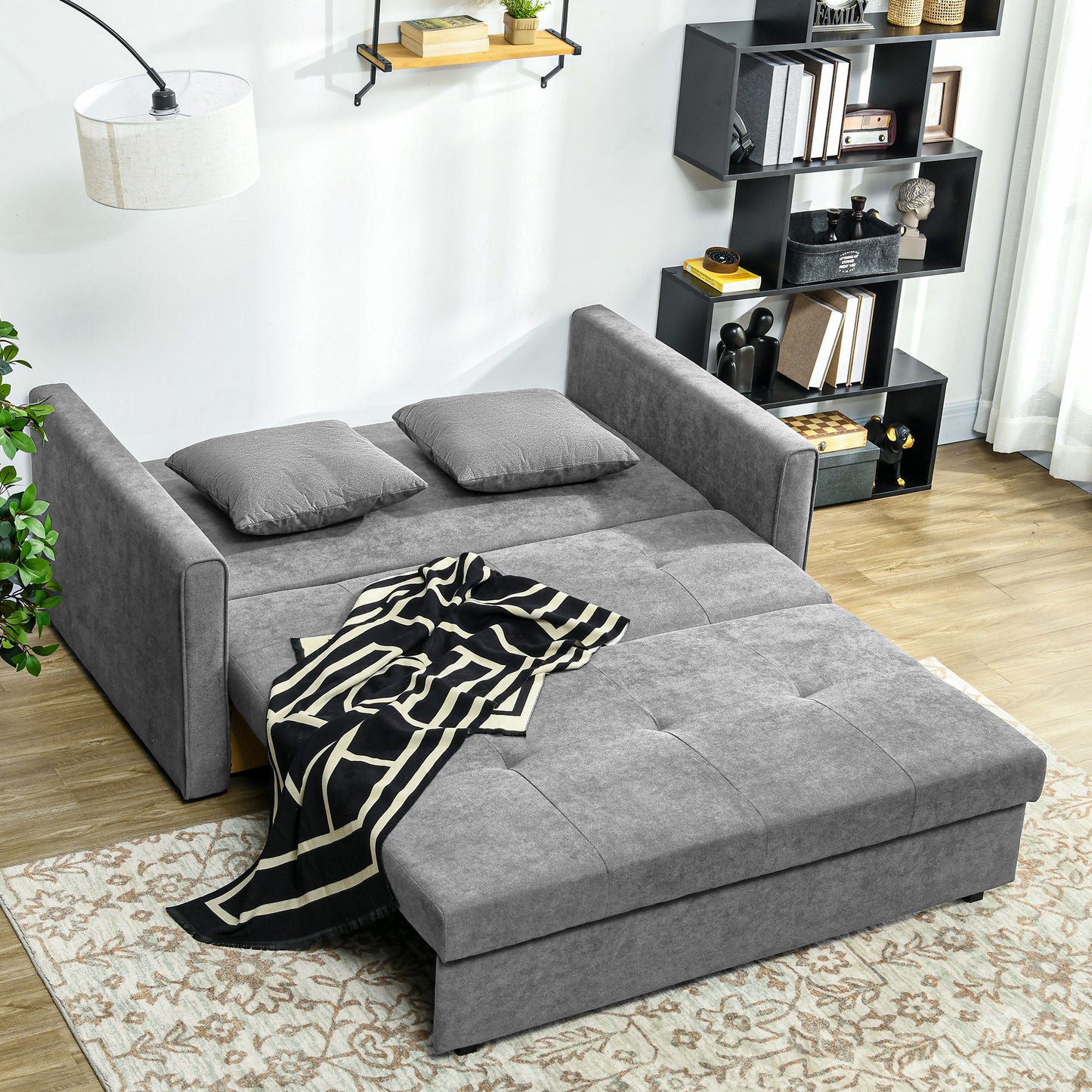 Lane Mili Snow Flannel Grey 2 Seater Sofa Bed With Built In Storage