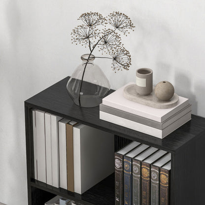 Roco Kepa Wood Black Low 2 Tier Bookcase With Adjustable Shelves