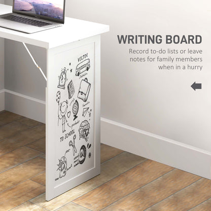 Larono 98cm White 3 Section Work Desk With Writing Board And Storage