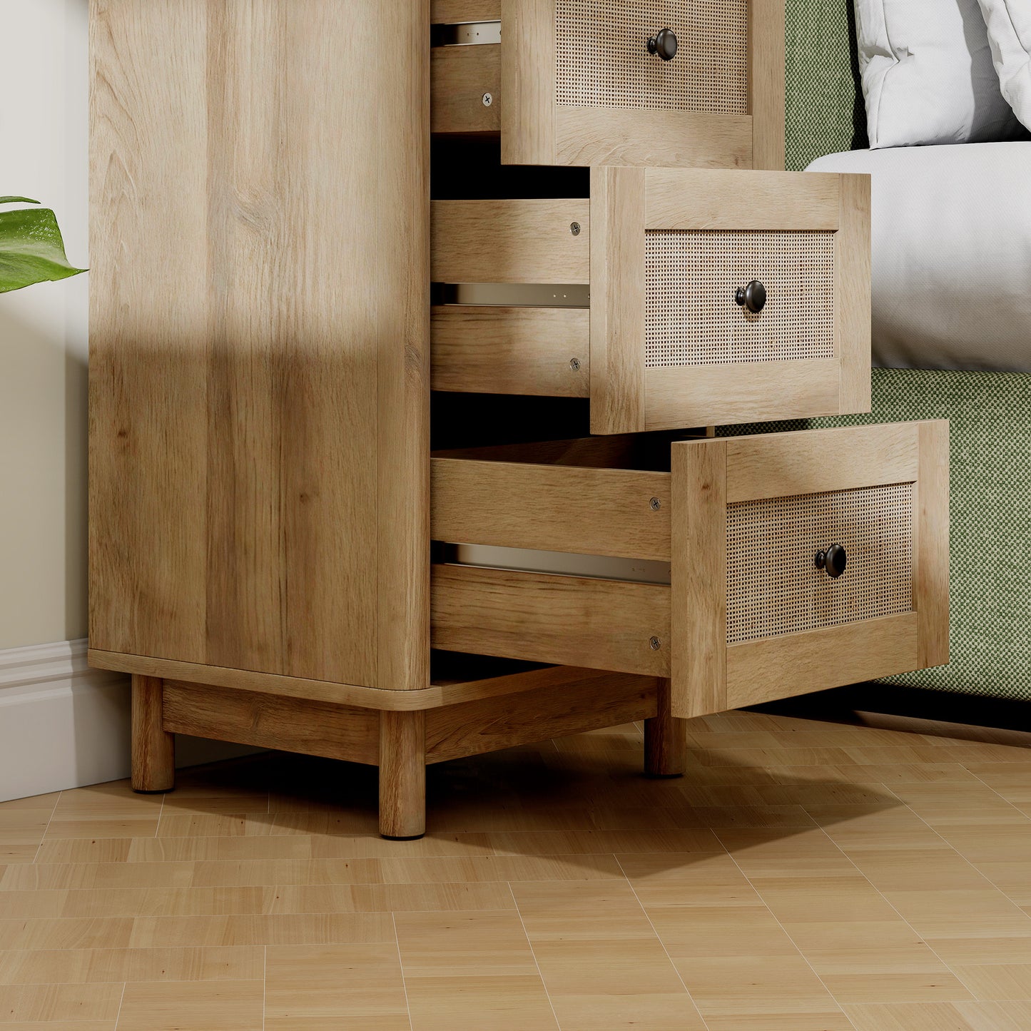 Milu Wood Oak Finish 3 Drawer Compact Storage Chest 40 cm Wide