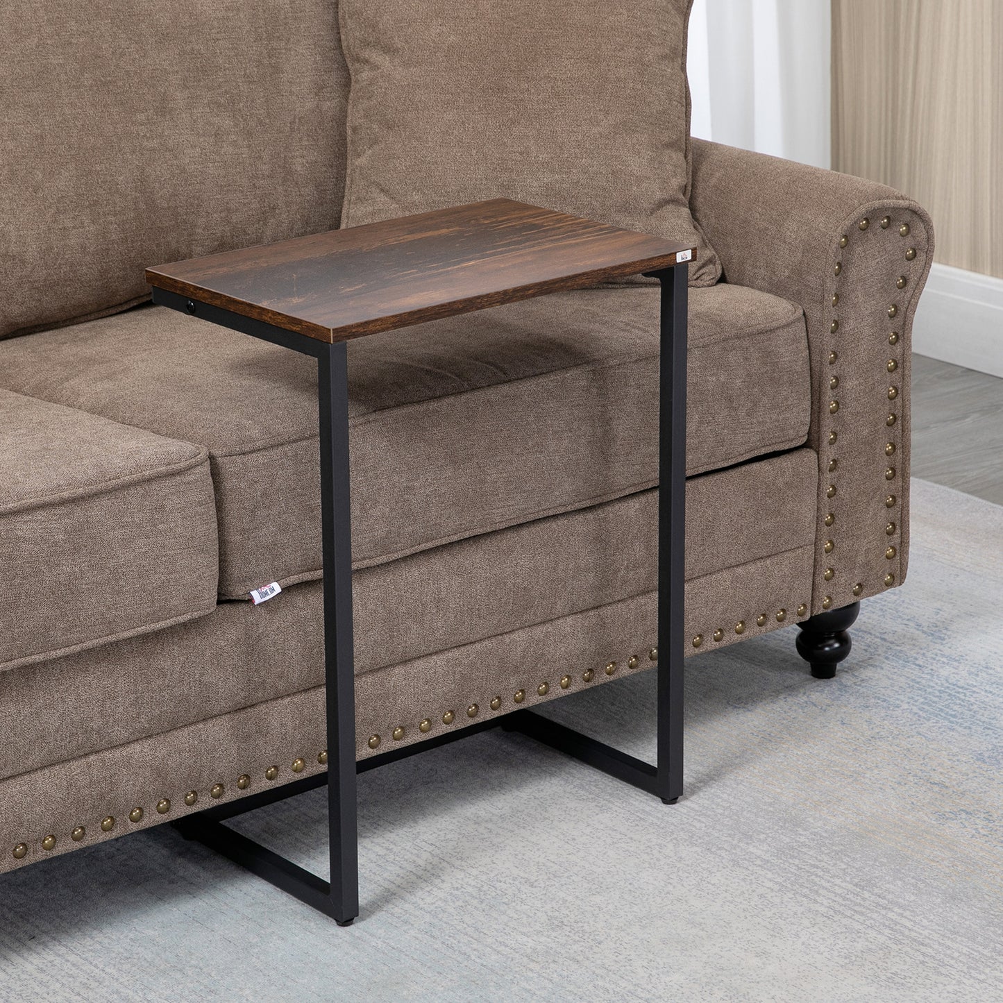 Supa Metal Rustic Brown Set Of 3 Nesting C ShaFauxd Side Tables With Steel Frame