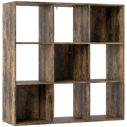 Toleel Wooden Rustic Brown 9 Cube Storage Bookcase