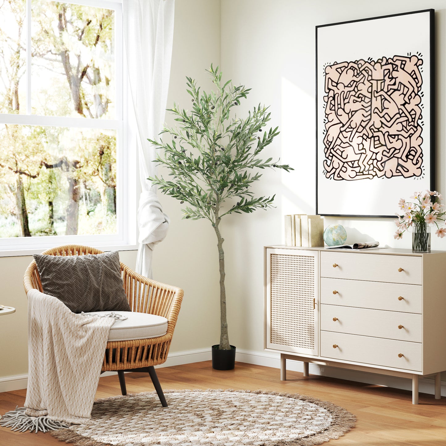 Rorile Artificial Olive Style Tree With Silk Leaf Finish