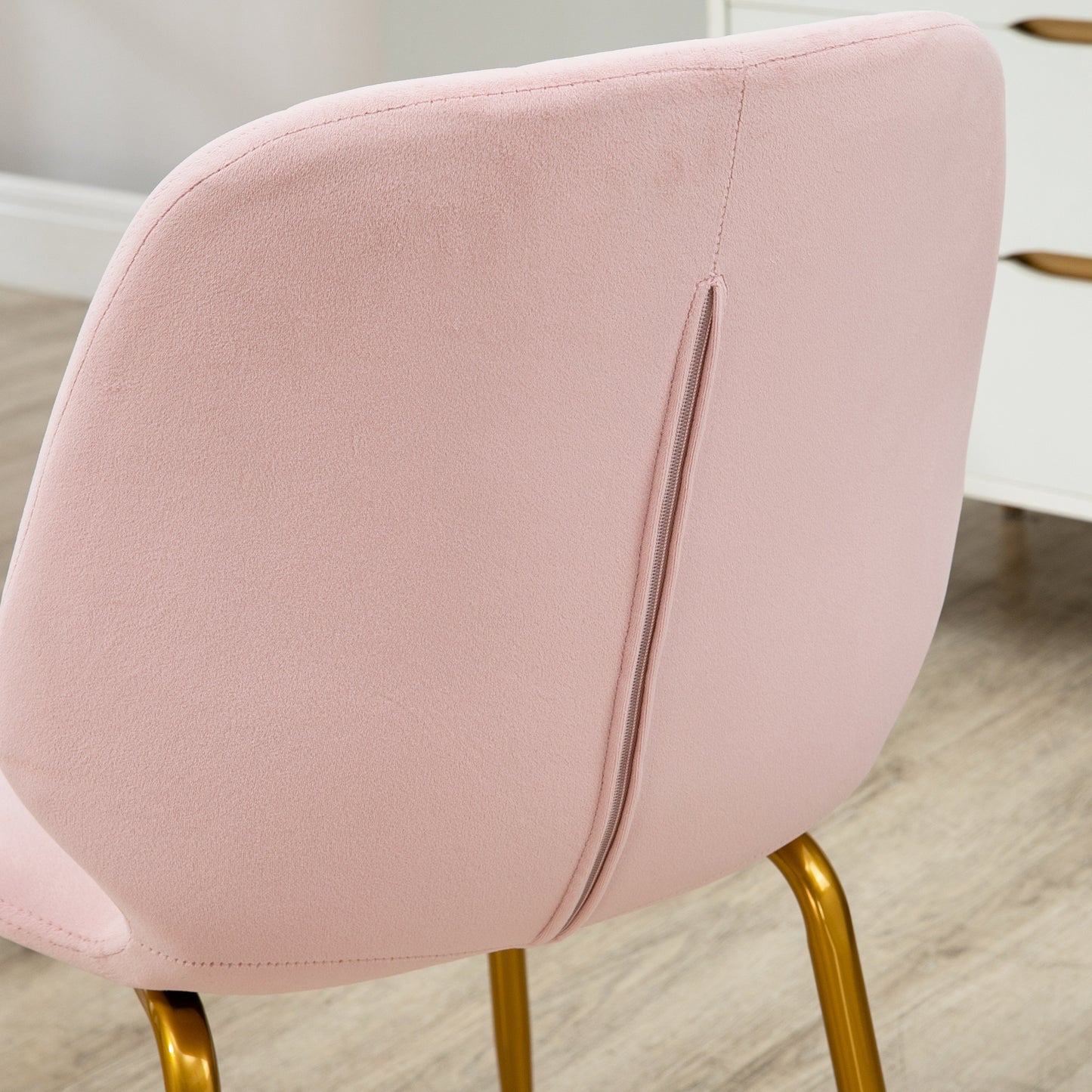Hana Velvet Pink Dining Chairs Set Of 2 With Padded Seat And Steel Legs