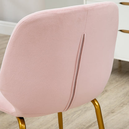 Hana Velvet Pink Dining Chairs Set Of 2 With Padded Seat And Steel Legs