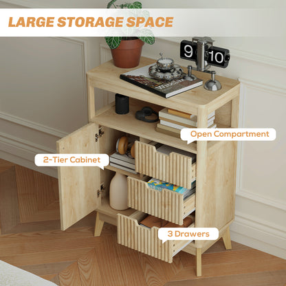 Cova Vira Natural Wood Sideboard 3 Drawers And Adjustable Interior Shelving