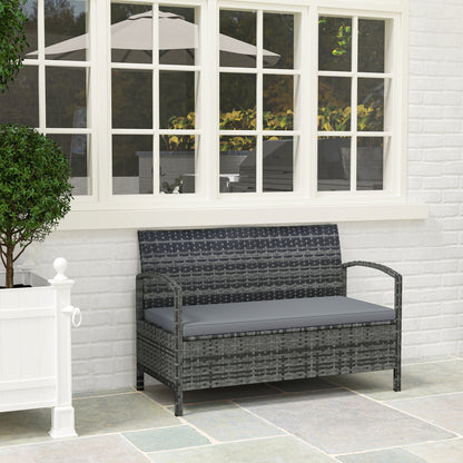 Rarette Rattan Grey Garden Storage Bench With Cushion 125L Capacity