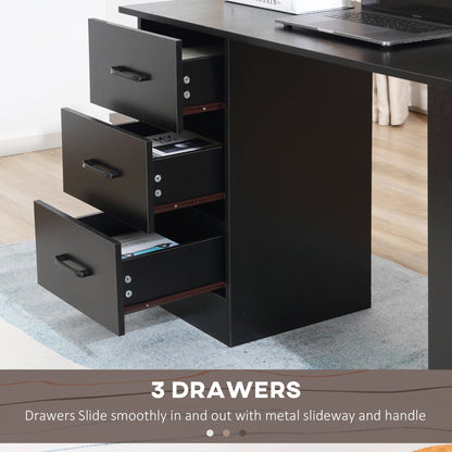 Fasasa 120cm Black Home Office Desk With 3 Shelves And 3 Drawers