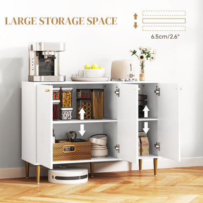 Rasuno Ledi White And Gold Tone 2 Cupboard with Scandi Line Pattern