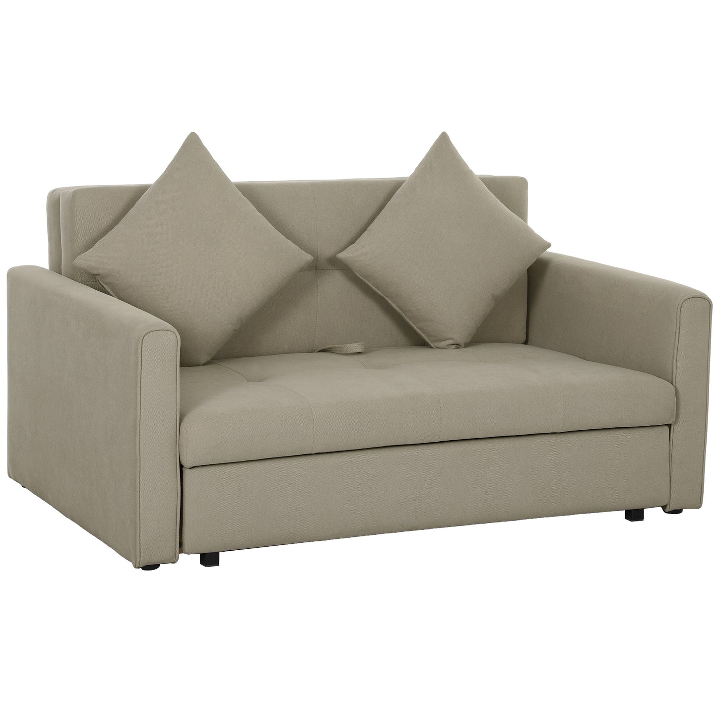 Paraco Snow Flannel Light Brown 2 Seater Pull Out Sofa Bed With Storage And Cushions