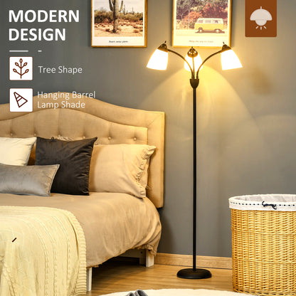 Diyoni Metal Black Arc Style Tree Floor Lamp With 3 Adjustable Rotating Lights 155 cm