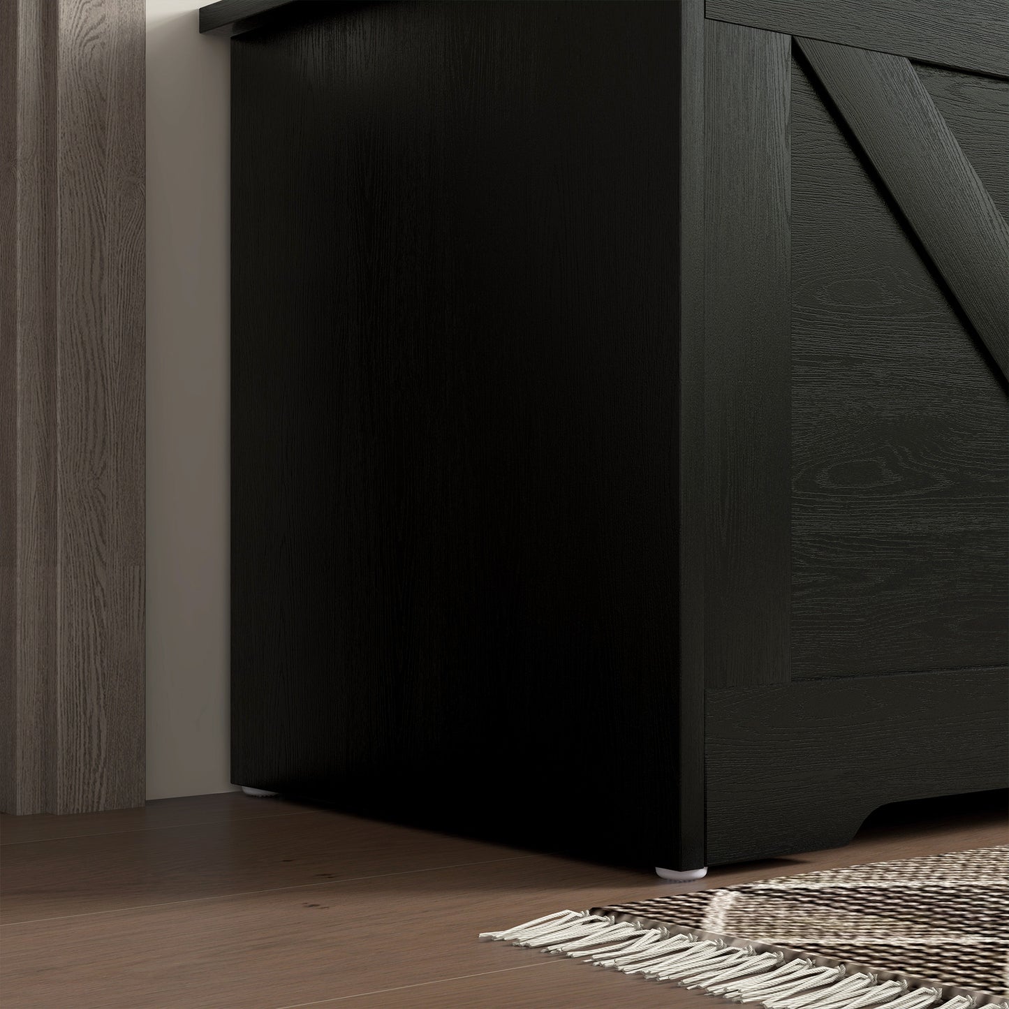 Kamari Black Wood Farmhouse Storage Chest Safety Hinges 100 Litre
