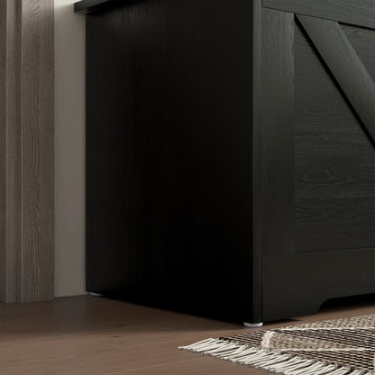 Kamari Black Wood Farmhouse Storage Chest Safety Hinges 100 Litre