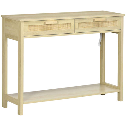 Sedi 100cm Wooden Natural Console Table 2 Drawers And Bottom Shelf