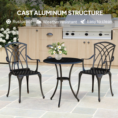 Haloco Cast Aluminium Bronze Tone 3 Piece Garden Bistro Set With Armchairs And Round Table