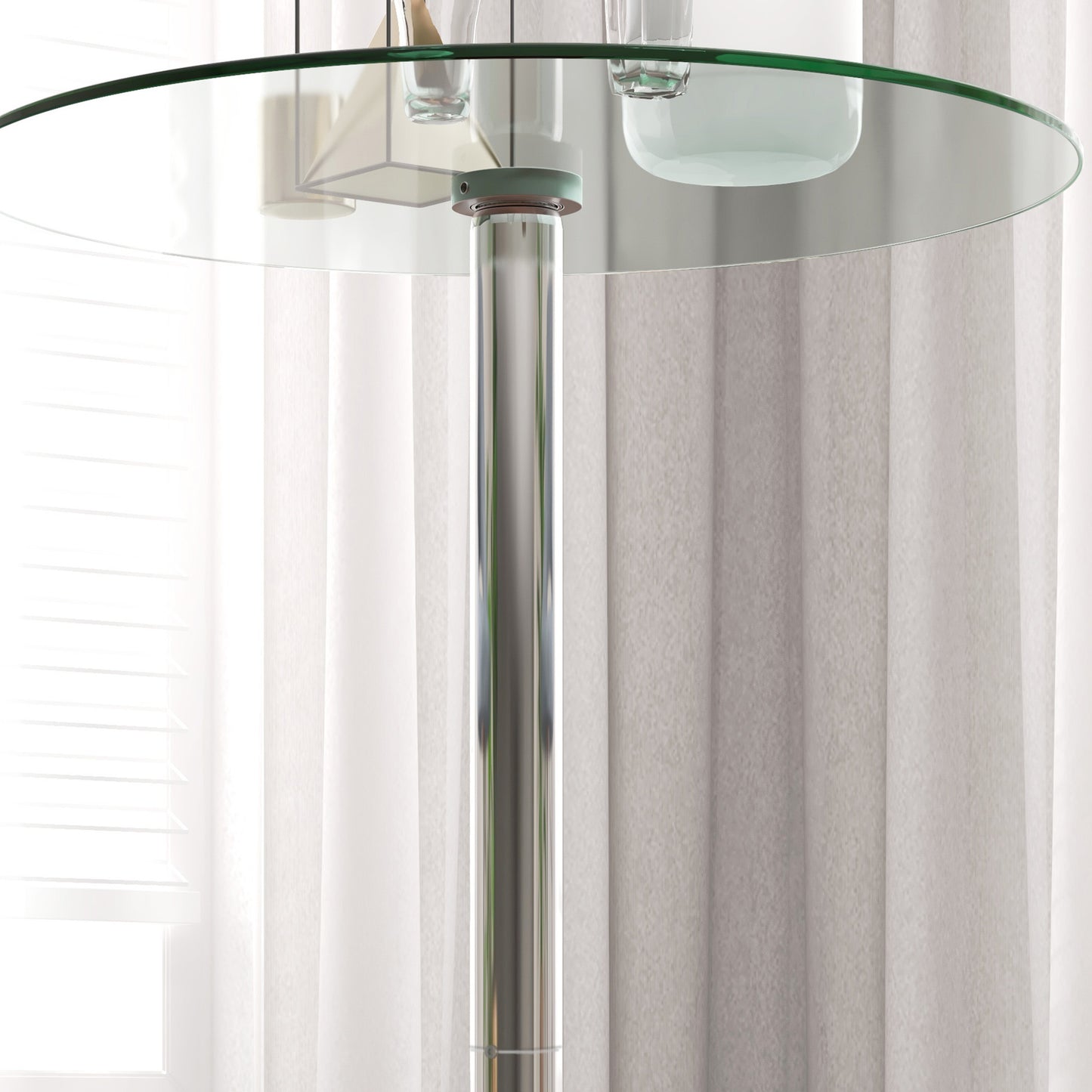 Lorapa Metal And Glass Clear High Top Bistro Table For 2 With Steel Base