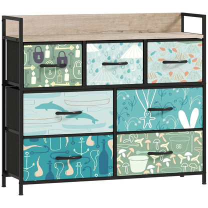 Larala Wooden Blue 7 Drawer Storage Chest