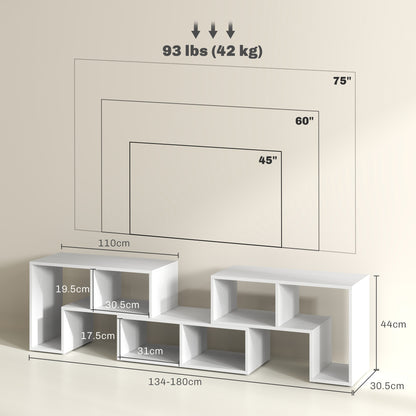 Tota 134cm White Wood Effect 3 Block Modular TV Stand