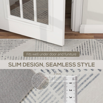 Nokado Polyester Grey Geometric Non Slip Washable Rug 230 x 160 cm