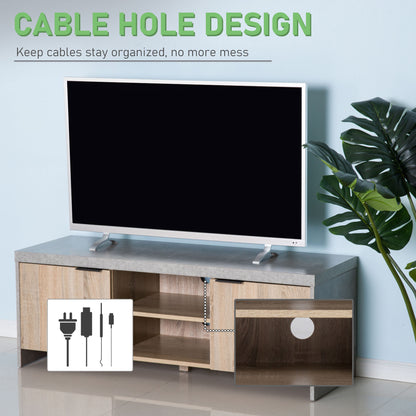 Hatata Rael 120cm Wooden Grey and Natural TV Cabinet With 2 Doors And Open Shelving