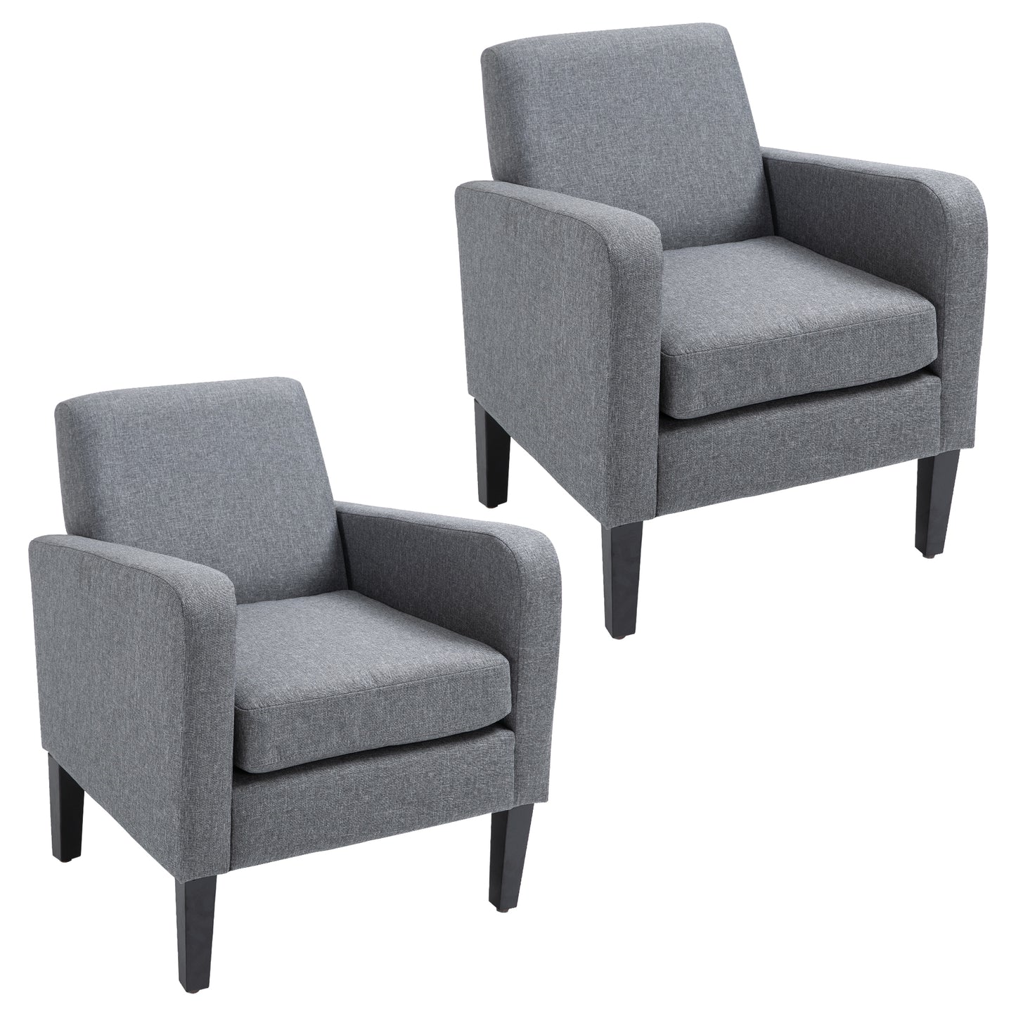 Sesuma  Set Of 2 Dove Grey Modern Accent Chairs With Black Legs