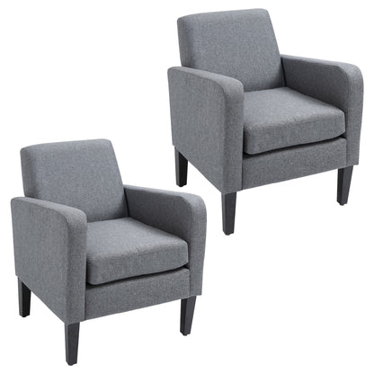 Sesuma  Set Of 2 Dove Grey Modern Accent Chairs With Black Legs