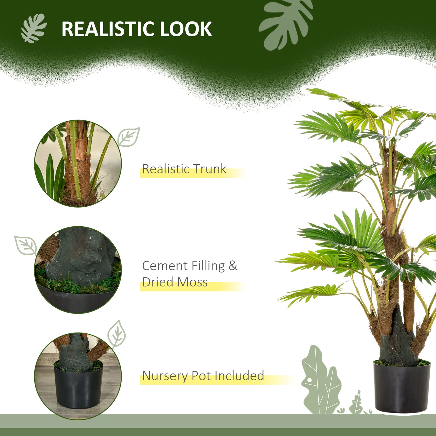 Halu Leve Pair Of Artificial Palm Style Trees In Pots H8 135cm