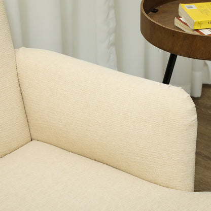 Zipato Velvet Cream Compact 2 Seater Sofa With Extra Thick Padding And Wooden Legs