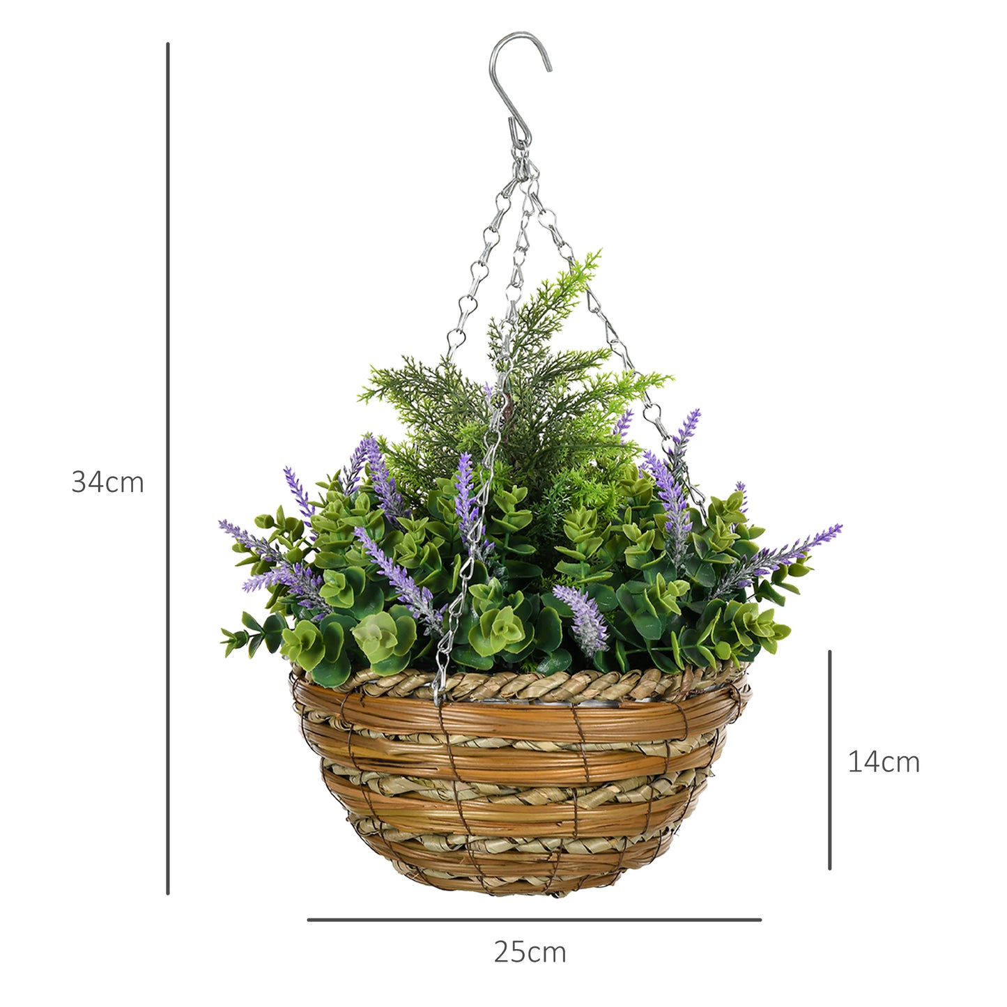 Tane Male Set Of 2 Hanging Artificial Lavender Flower Pots For Indoor Display