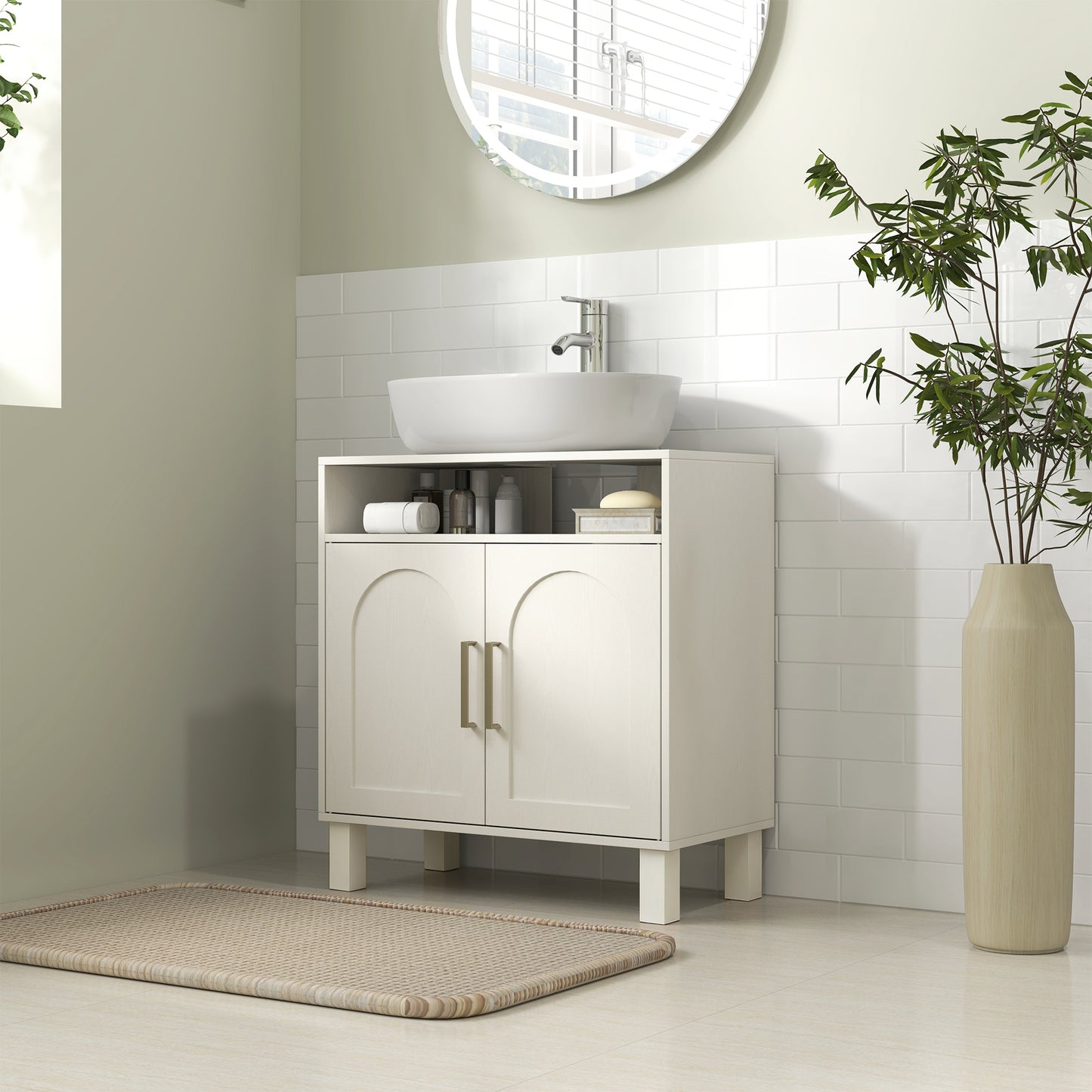 Nenola Cream White Under Sink Storage Cabinet For Basin