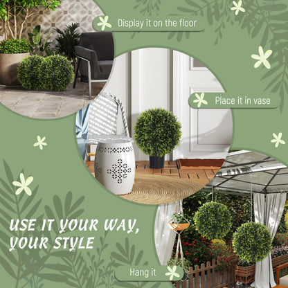 Zilolo Set Of 2 Artificial UV Resistant Topiary Ball Plants H8 45cm Green