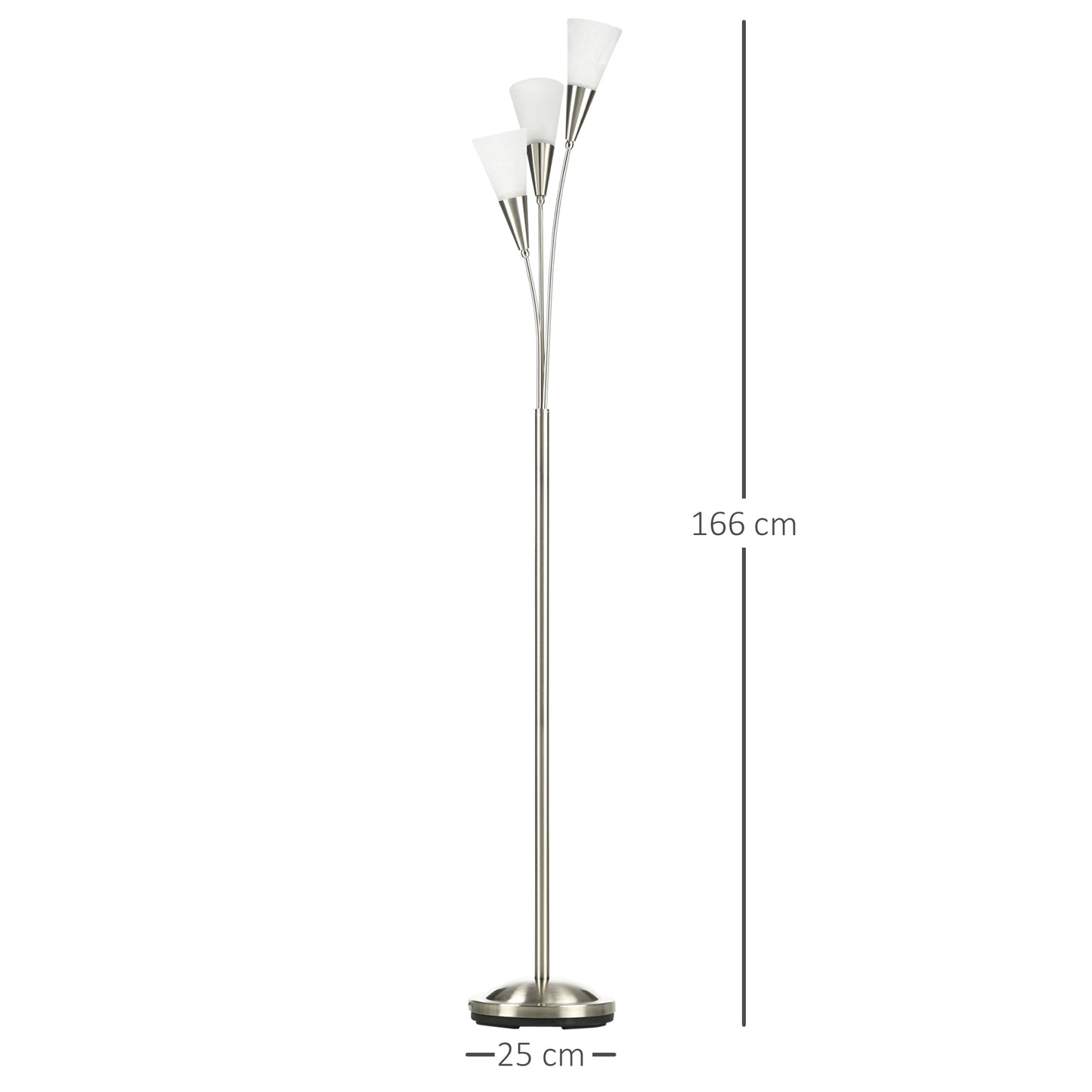 Karo Metal Silver 3 Bulb Light Floor Lamp With Steel Base