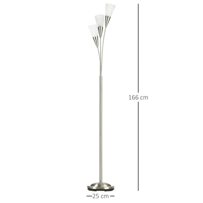 Karo Metal Silver 3 Bulb Light Floor Lamp With Steel Base