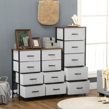 Norole Metal And Fabric Grey 8 Drawer Industrial Storage Chest With Steel Frame