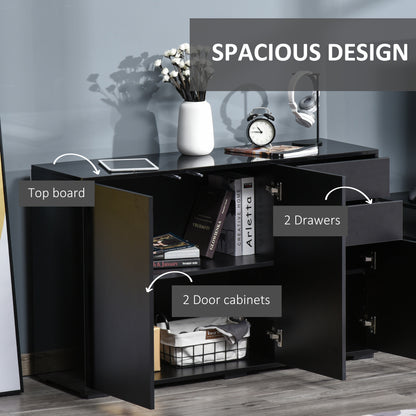 Lino High Gloss Black Sideboard With Push Drawers And 3 Doors