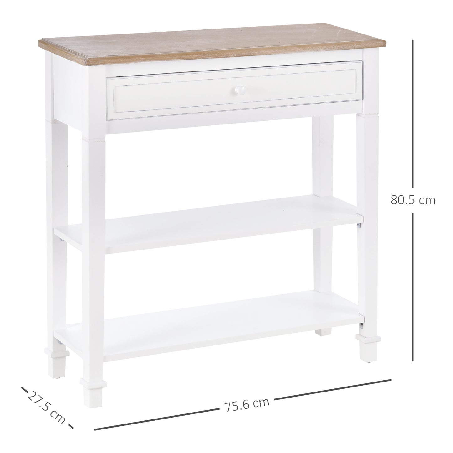 Sacoso Wooden Natural Retro  Hallway Console Table With Drawer And Dual Shelves