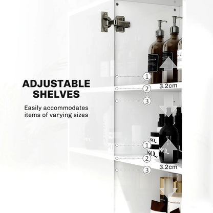 Valatti Freestanding Tall Bathroom Storage Cabinet With Adjustable Shelves And Double Doors