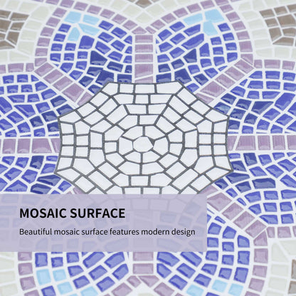 Makema Ceramic Blue And White Round Mosaic Outdoor Bistro Table