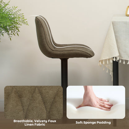 Sehake Fabric Brown Linen Look Bar Stools Set Of 2