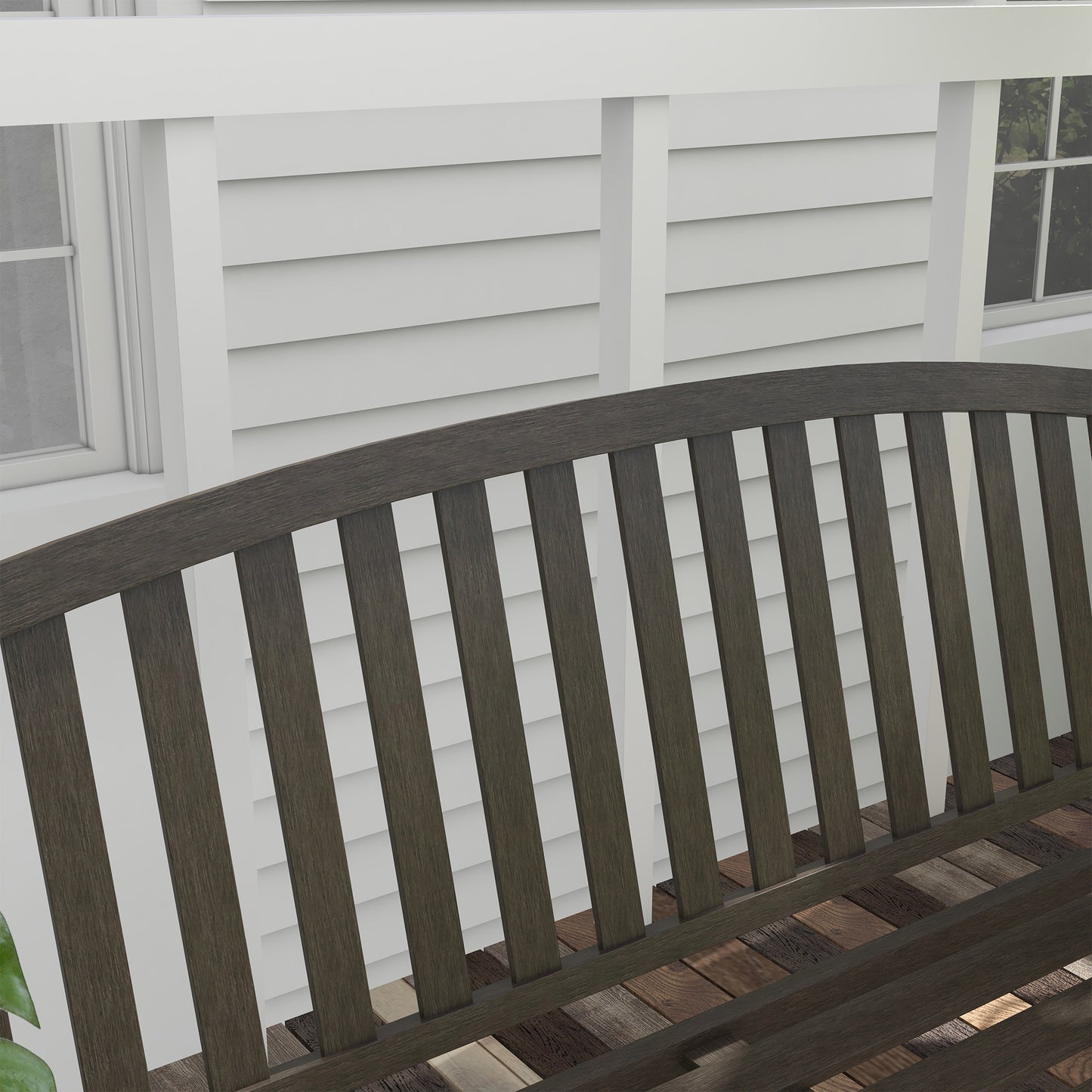 Lilu Metal Brown 2 Seater Outdoor Garden Bench With Slatted Frame